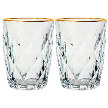 Imagem de Jogo de Copos de Vidro Diamond Fio de Ouro 270ml 2 peças - Lyor