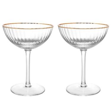 Imagem de Conjunto 2 Taças Coupe para Drink 250ml Lines Ouro Wolff