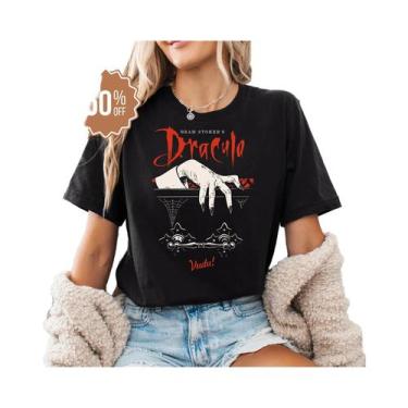 Imagem de Camiseta Gráfica Unissex Gótica De Terror Do Filme Dracula, Manga Curt