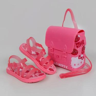Imagem de Sandália Infantil Hello Kitty Sweet Bag Grendene Kids 23431 Prata, Ros