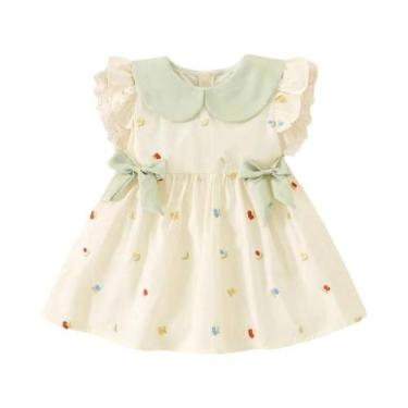 Imagem de Vestido De Princesa Para Bebê Menina, Verão, Com Gola De Boneca, Borda