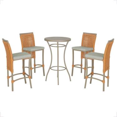 Imagem de Mesa Bistrô Com 4 Banquetas Roma Fendi Corda Náutica 3 Trama Terra Cota