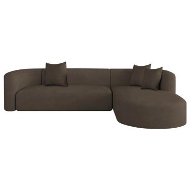 Imagem de Sofá Modular Celinne Luxuoso Sala De Estar Decoração Luxo 265cm Suede Marrom