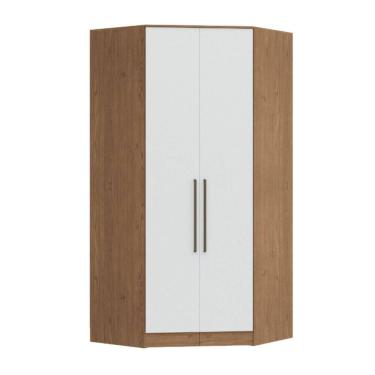 Imagem de Guarda-roupa Canto Closet com 2 Portas e 2 Gavetas Mdf Requinte+ Macadâmia/Branco