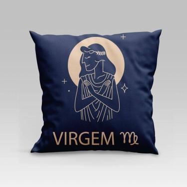 Imagem de Capa De Almofada Estampada Signos Do Zodíaco Em Veludo Suede 45cm X 45cm - Decoração Astrologia Horóscopo Cor Virgem