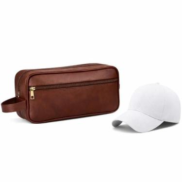 Imagem de Kit Boné Branco Ajustável Necessaire Masculina Impermeável Organizador