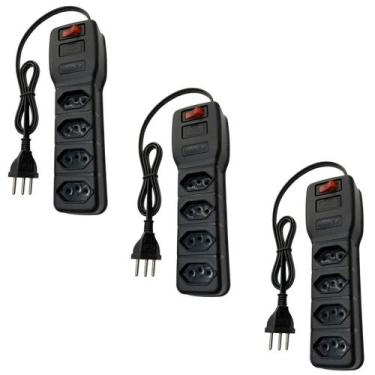 Imagem de 3 Peças Extensão Filtro Linha 4 Tomadas Multicraft Bivolt