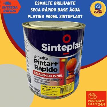 Imagem de Tinta Esmalte Brilhante Seca Rápido Base Água Platina 900ml - Sintepla