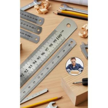 Imagem de Régua Metal 1M Flexível Aço Inox Precisão Artesanato - Congratulations