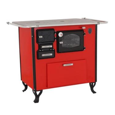 Imagem de Fogão A Lenha Com Forninho Caixa Direito Vermelho Fornos Pinhal N2