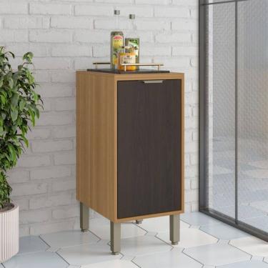 Imagem de Balcão de Cozinha 40 Cm Colors 1 Porta 100% Mdf Freijó/Nogueira Bourbon - Kits Paraná
