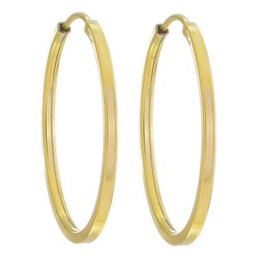 Imagem de Brinco Argola 14 Mm Em Ouro 18k 750 Dourado - Jetta