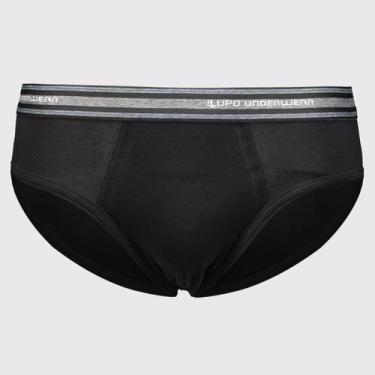 Imagem de Cueca Slip Lupo Algodão Logo Preta, G
