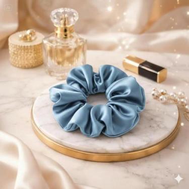 Imagem de Kit 30 Xuxinhas de Cetim com Costura Embutida Scrunchies Frufru Rabicó