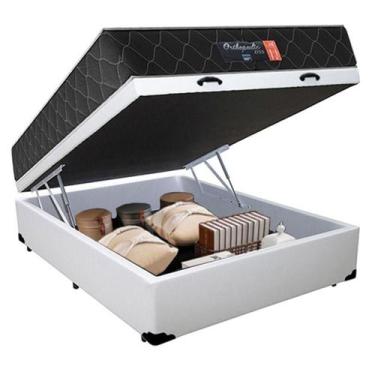 Imagem de Cama Box Baú Casal + Colchão Semi Ortopédico Extra Firme Espuma D33 Co