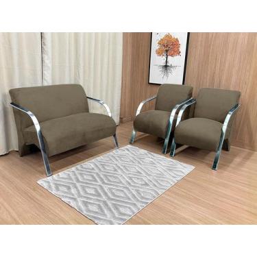 Imagem de Conjunto Poltronas Braço Alumínio Marrom Cappuccino 630 México - Alpoi