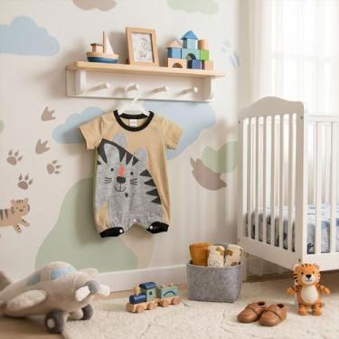 Imagem de Romper Bebê Infantil Tigrinho Com Touca Roupa Menino - Sapekinha, Bege