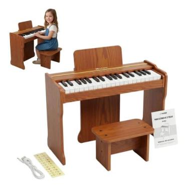 Imagem de Piano Digital Infantil De 37 Teclas Vedo Com Banco Para Piano, Marrom