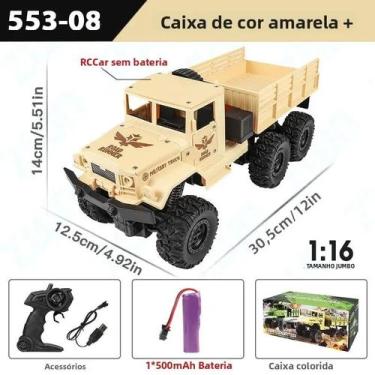 Imagem de Caminhão Militar RC Em Escala 1:16 Em Liga De Alumínio 24G Com 6 Rodas