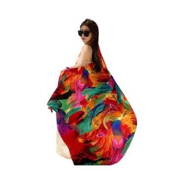 Imagem de Lenço De Praia Feminino Bohemia Floral De Verão, Xale Hijab, Pashmina 