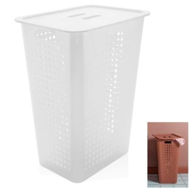 Imagem de Cesto Organizador De Roupas Grande 47L  Com Tampa Plástico Lavanderia - CO 570 Ou
