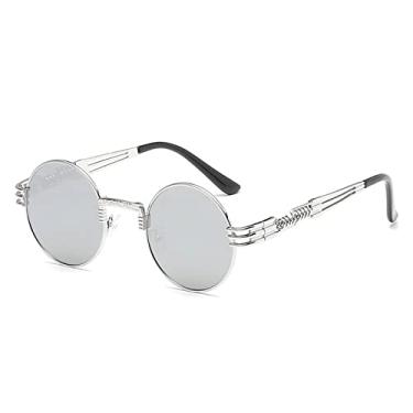 Imagem de Fashion Retro Steampunk Round Metal Sunglasses for Men Women Double Spring Leg Colorful Eyewear Punk Glasses UV400,N1 Silver Mercury,China