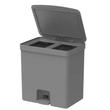 Imagem de Lixeira Coleta Seletiva Com Pedal Para Cozinha 20L Trium Duplo Compartimento Ou Cinza