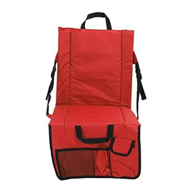 Imagem de Asixxsix Cadeira de assento de estádio, almofadas portáteis ajustáveis angulares com bolso dobrável cadeira de estádio cadeiras de acampamento confortáveis para eventos esportivos, praias, camping, shows (vermelho)