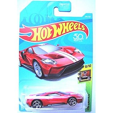 Imagem de Mattel Hot Wheels 2018 50th Anniversary HW Exotics '17 Ford GT 240/365, Vermelho com Listras Brancas, Escala 1:64, Criança, Unissex