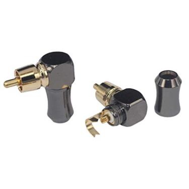 Imagem de KK-01-4 [4 peças ângulo de 90°] adaptador de plugue macho RCA de conector de solda banhado a ouro KK-01-4