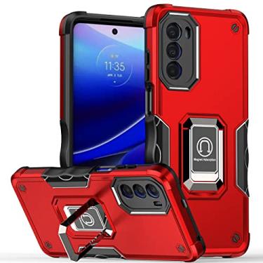 Imagem de Hee Hee Smile Capa de telefone 3 em 1 com suporte de anel magnético para Moto E7 Power 2021 resistente a choque capa traseira vermelha