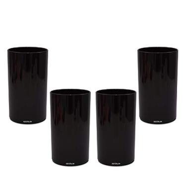 Imagem de Kit 4 Copos Long Drink 280ml Preto - Policarbonato Texturizado