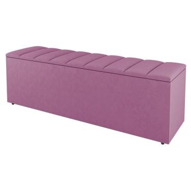 Imagem de Calçadeira Baú Casal Cora 140Cm Suede Rosa - Desk Design