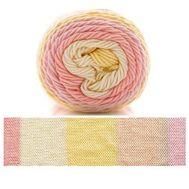 Imagem de Cicilin 4 peças de fio de crochê de 100 g, fio de mistura de algodão confortável, fio de tricô multicolorido, fio de tricô à mão, fio de crochê (cor 32)