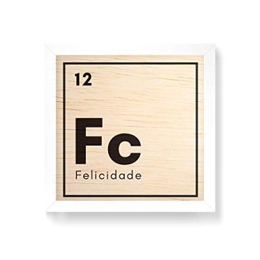 Imagem de Arte Maníacos Quadro decorativo com moldura caixa branca em Madeira - Felicidade Elemento - 30x30cm