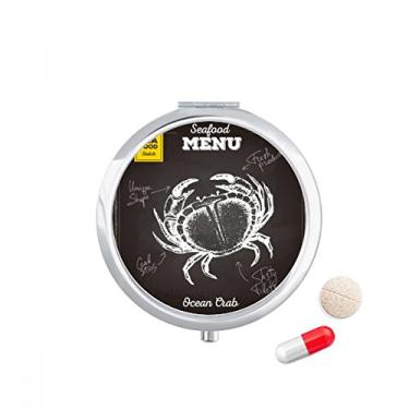 Imagem de Caixa de comprimidos com estampa de caranguejo, organismo marinho, bolso para remédios