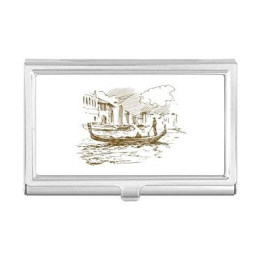 Imagem de Porta-cartões de visita com paisagem e desenho de ponto de referência River Boat