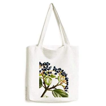 Imagem de Sacola de lona branca simples natureza com imagem de folhas