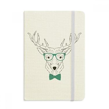 Imagem de Glasses Deer Animal Listras Caderno Oficial Tecido Rígido Diário Clássico
