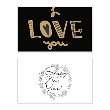 Imagem de I Love You Gold Citação de Ano-Novo Feito à Mão Cartão Bless Mensagem Presente