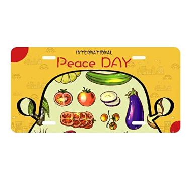 Imagem de DIYthinker Placa de licença Vegetables Berinjela Gengibre Abóbora Decoração de carro Dia da Paz