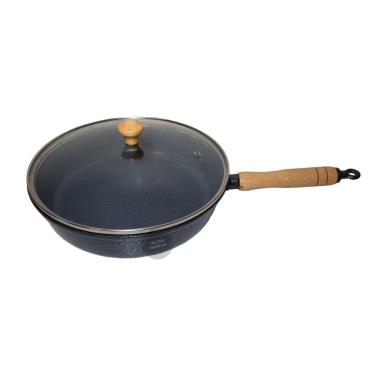 Imagem de Frigideira De Alumínio Fundido Com Revestimento Antiaderente Cerâmico Com Tampa De Vidro N°24cm