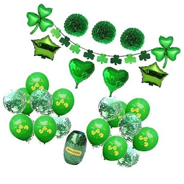 Imagem de Gadpiparty 1 Conjunto Balão Festival Irlandês Glitter Balão De Confete Artigos Para Festa Do Dia De São Patrício Balões De Confete Balão De Festa Látex Balões De Folha De Trevo Bandeira Foto