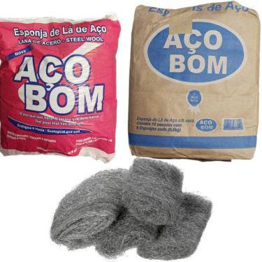 Imagem de Esponja de Lã de Aço Aço Bom - Fardo com 12 pacotes (pacote com 8 unidades).
