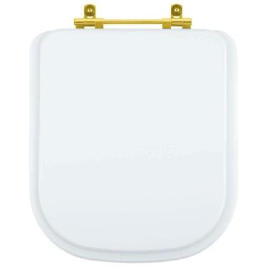 Imagem de Tampa de Vaso Poliester Gap Branco para bacia Roca Com Ferragem Dourada
