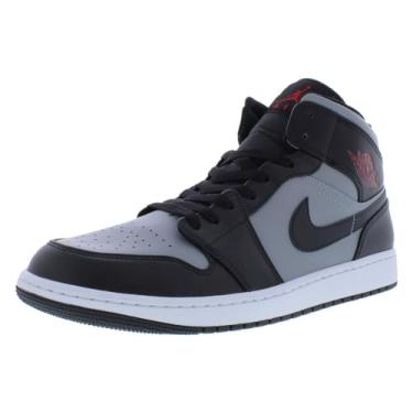Imagem de Nike Tênis masculino Air Jordan 1 Mid, Preto Gym Vermelho Partícula Cinza, 45