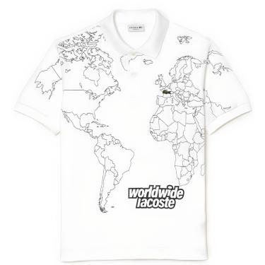 Imagem de Polo Lacoste Camiseta Edição Especial World Wide Tecnologia Regular Fit Mapa Original