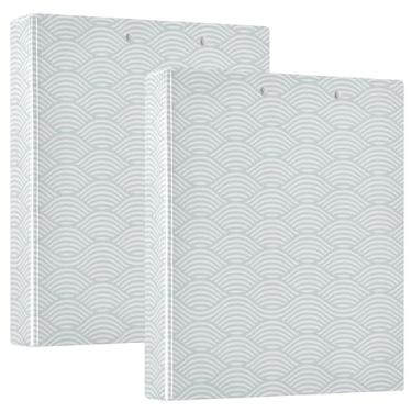 Imagem de Fichários de caderno com padrão de onda azul e branco, fichários de caderno de 2,5 cm com prancheta, pacote com 1/2 material escolar, 200 folhas