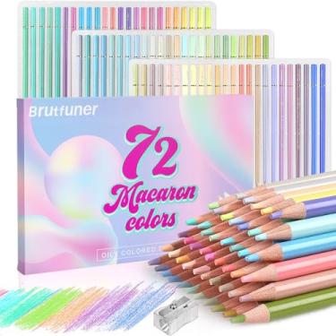 Imagem de LBW Conjunto de 72 lápis de cor pastel Macaron cores Macaron para adultos, livros de colorir para crianças, iniciantes, misturar, sombrear, esboçar