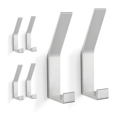 Imagem de Ganchos para casaco montados na parede, 6 pacotes de ganchos de parede para pendurar roupas, casaco, toalha, corda, chaves, chapéus, bolsa, cabides de parede para cozinha, banheiro, porta, armário,